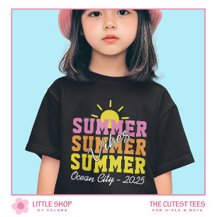 Summer Vibes Multicolor Text Customisable Girls T-Shirt