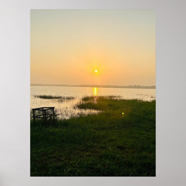 Summer Vibes | Ombre Beach Sun & Sand Monogram  Fo Poster (Front)