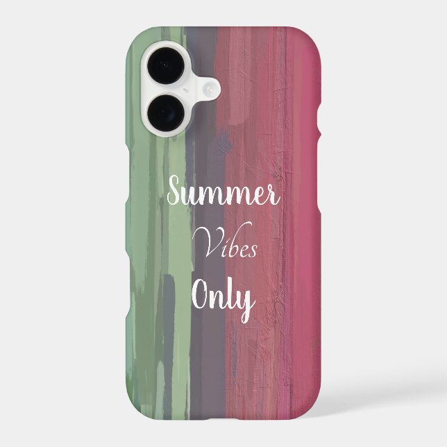Summer Vibes Only Typography Pink And Green iPhone Case (Back)