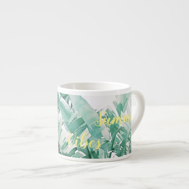 Summer Vibes Palm Leaves Espresso Coffee Mug (Front Right)