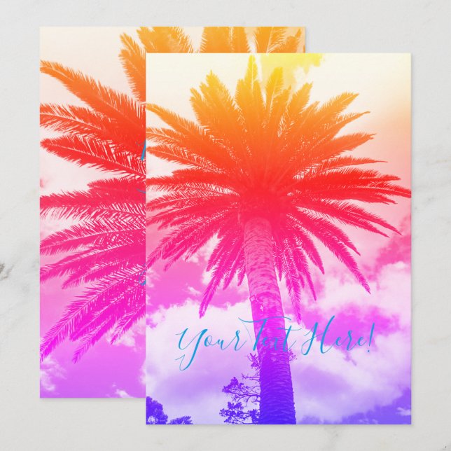 Summer Vibes Palm Tree All Purpose Invitation Card (Front/Back)