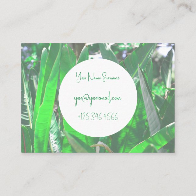 Summer Vibes Palm Tree Leaves Pale Green Pastel Business Card (Back)