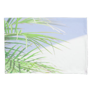 Summer Vibes Palm Tree Leaves Pale Green Pastel Pillowcase