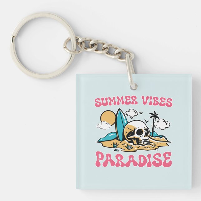 Summer Vibes Paradise - Skull Key Ring (Front)