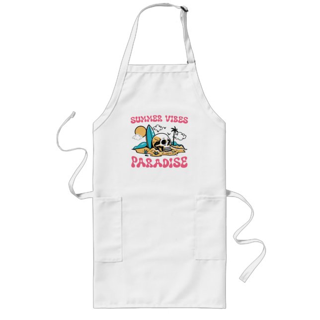 Summer Vibes Paradise - Skull Long Apron (Front)