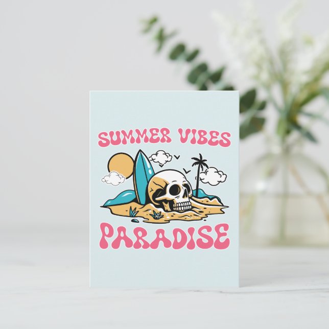Summer Vibes Paradise - Skull Postcard (Standing Front)