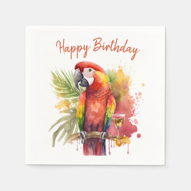 Summer vibes Parrot -  Birthday  Napkin (Front)