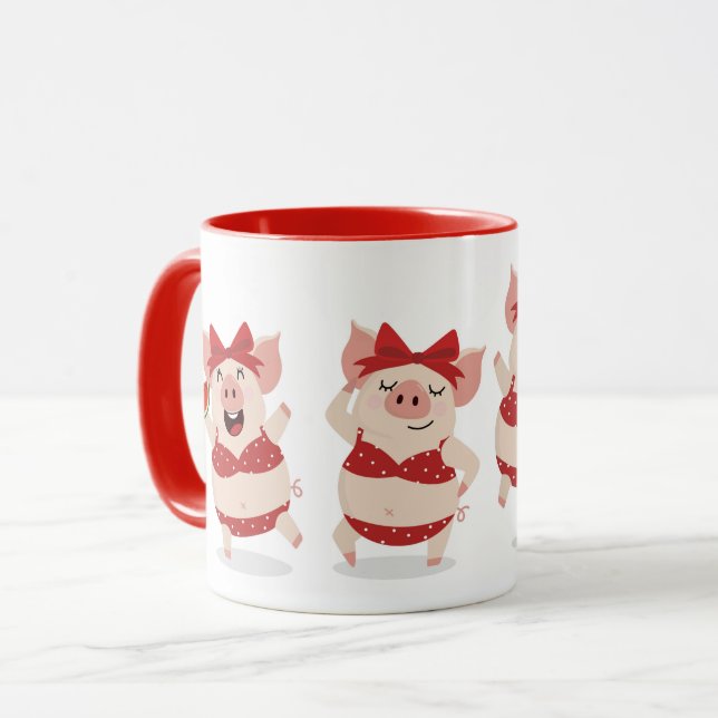 Summer Vibes Pigs in Bikinis Mug (Front Left)