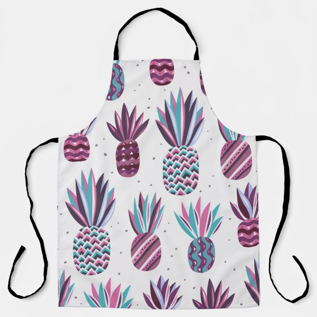 Summer Vibes: Pineapple Pattern, Colourful Dots Apron (Front)