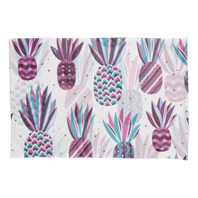 Summer Vibes: Pineapple Pattern, Colourful Dots Pillowcase (Front)