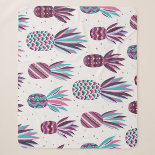 Summer Vibes: Pineapple Pattern, Colourful Dots Sherpa Blanket