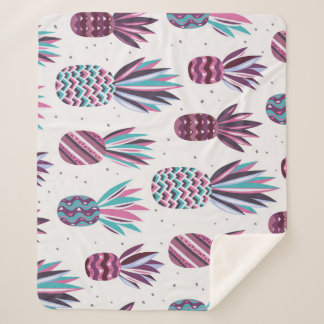 Summer Vibes: Pineapple Pattern, Colourful Dots Sherpa Blanket
