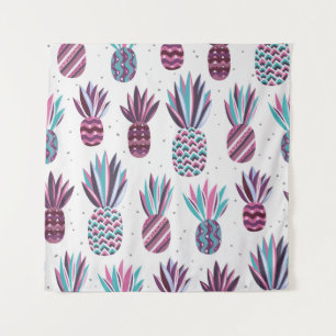 Summer Vibes: Pineapple Pattern, Colourful Dots Tapestry