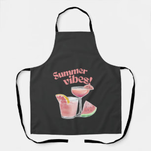 Summer Vibes Pink Cocktail Watercolor Art Apron