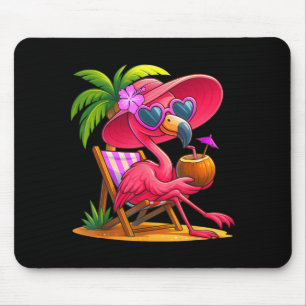 Summer Vibes Pink Flamingo Beach Palm Tree Summer Mouse Pad