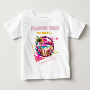 Summer Vibes, Pink Leopard Design for Beach Days Baby T-Shirt