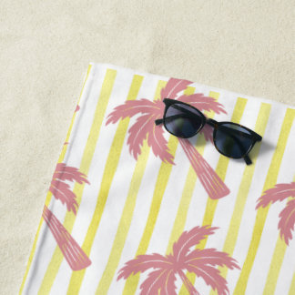Summer Vibes Pink Palm Trees Beach Towel