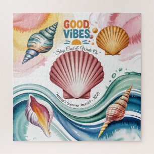 Summer Vibes Retro Beach Illustration Jigsaw Puzzle