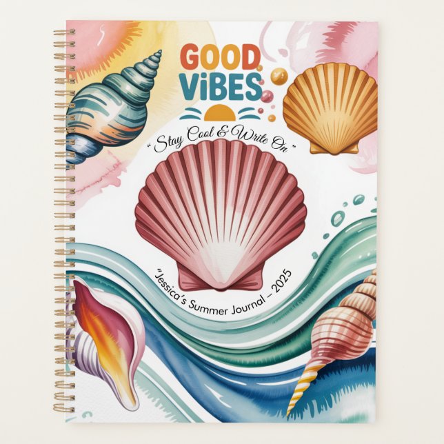Summer Vibes Retro Beach Illustration Planner (Front)