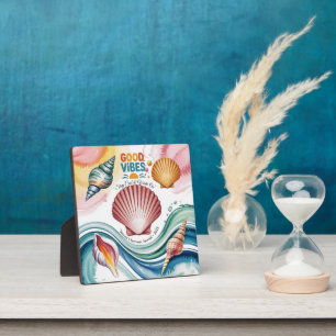 Summer Vibes Retro Beach Illustration Plaque
