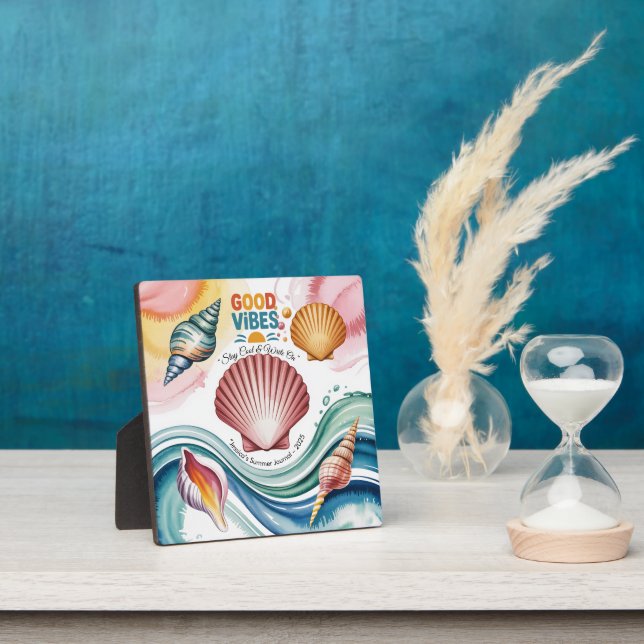 Summer Vibes Retro Beach Illustration Plaque (Insitu)