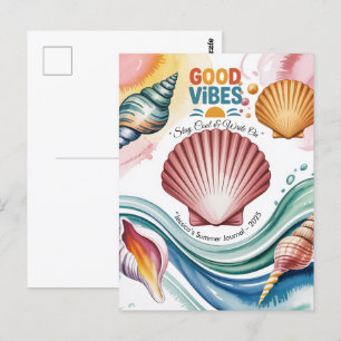 Summer Vibes Retro Beach Illustration Postcard