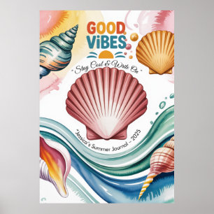 Summer Vibes Retro Beach Illustration Poster