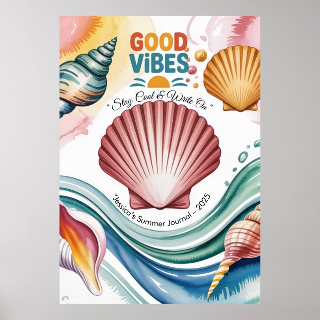 Summer Vibes Retro Beach Illustration Poster (Front)