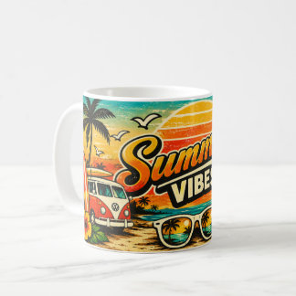 Summer Vibes Retro Beach Sunset  Coffee Mug