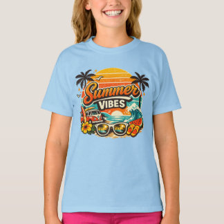 Summer Vibes Retro Beach Sunset  T-Shirt