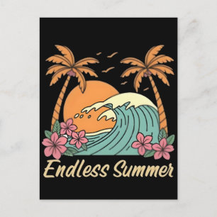 Summer Vibes Retro Beach-Vintage Coastal Sunshine Postcard