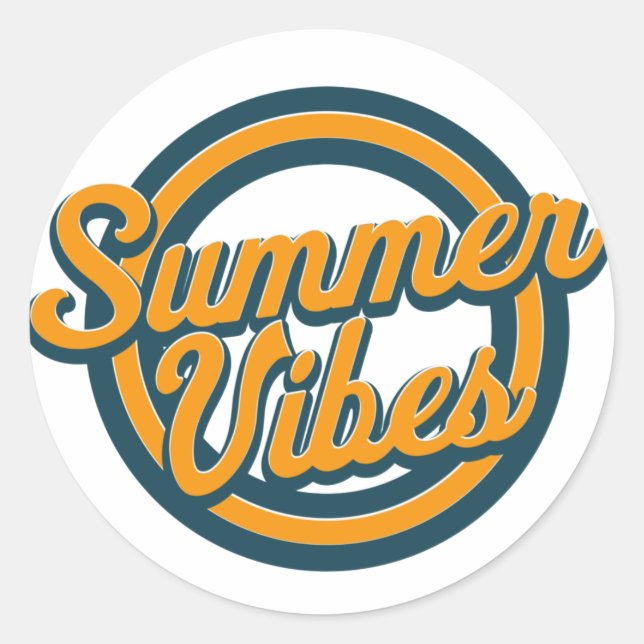 Summer vibes retro logo. classic round sticker (Front)
