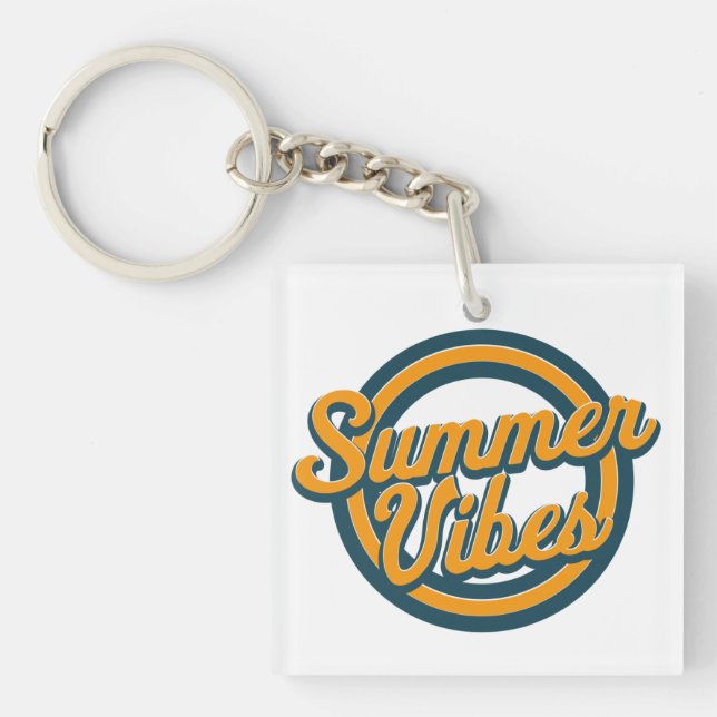 Summer vibes retro logo. key ring (Front)