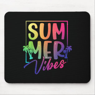 Summer Vibes Retro Tropical Sunset Palm Trees Beac Mouse Pad