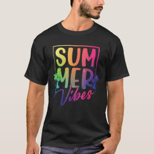 Summer Vibes Retro Tropical Sunset Palm Trees Beac T-Shirt