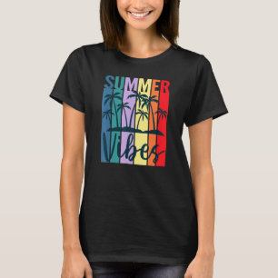 Summer Vibes Retro Vintage Sunset Palm Trees Beach T-Shirt