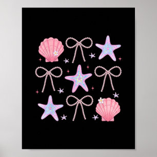 Summer Vibes Seashell Starfish Coquette Pearl Bow  Poster