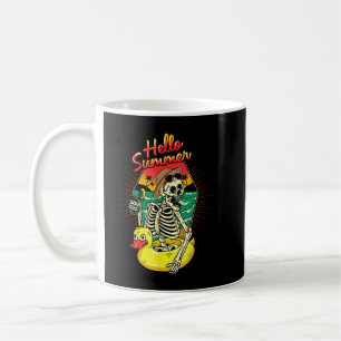 Summer Vibes Skeleton Funny Skeleton On Beach Suns Coffee Mug