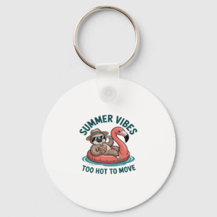 Summer Vibes Sloth Funny Lazy Float 2 Key Ring