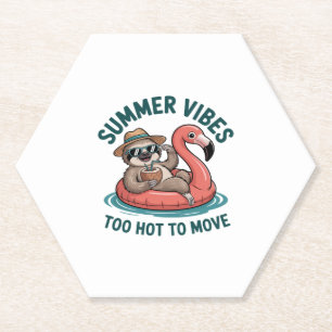 Summer Vibes Sloth Funny Lazy Float 2 Paper Coaster