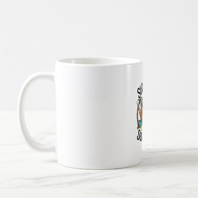 Summer Vibes Sloth Funny Lazy Float Coffee Mug (Left)