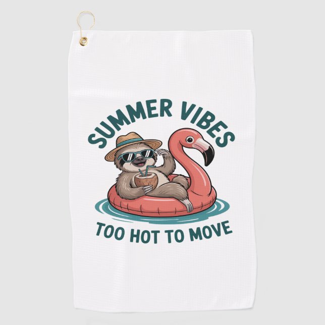 Summer Vibes Sloth Funny Lazy Float Golf Towel (Front)