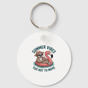 Summer Vibes Sloth Funny Lazy Float Key Ring