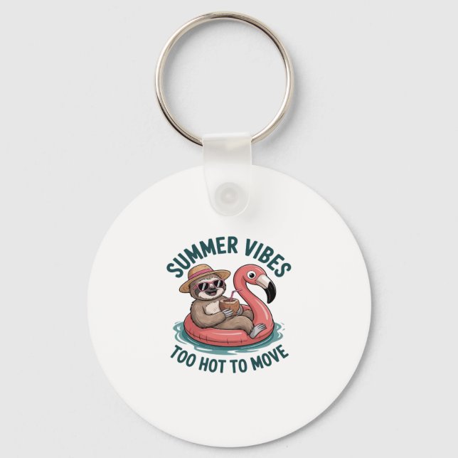 Summer Vibes Sloth Funny Lazy Float Key Ring (Front)