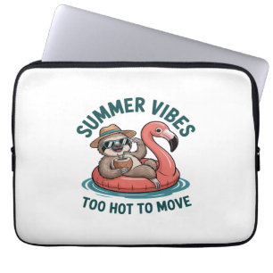 Summer Vibes Sloth Funny Lazy Float Laptop Sleeve