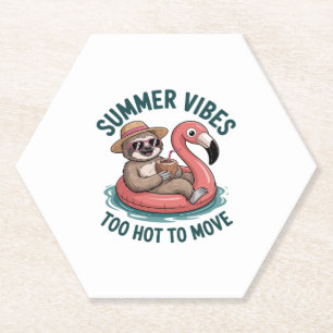 Summer Vibes Sloth Funny Lazy Float Paper Coaster