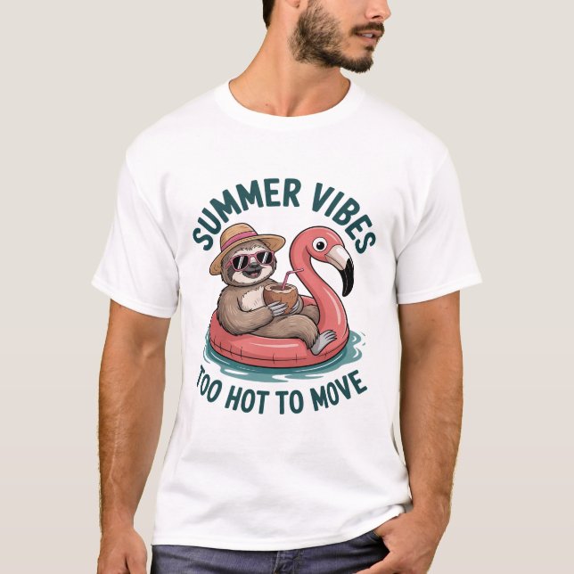 Summer Vibes Sloth Funny Lazy Float T-Shirt (Front)