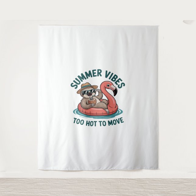 Summer Vibes Sloth Funny Lazy Float Tapestry (Front)