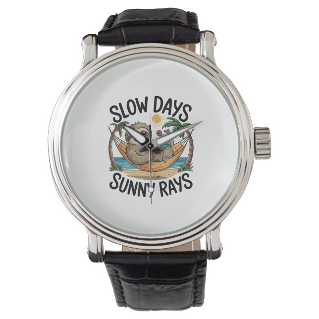 Summer Vibes Sloth Funny Lazy Float Watch (Front)
