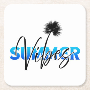 summer vibes square paper coaster